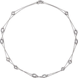 Sterling Silver Rhodium Plated Cubic Zirconia 36" Necklace