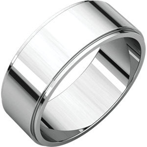 14K White 7mm Flat Edge Band