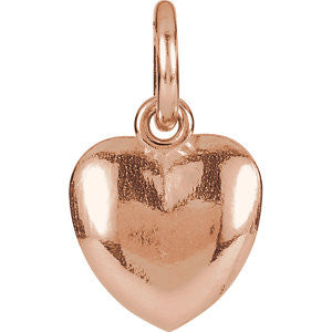 14K Rose 15.5x8.9mm Puffed Heart Charm with Jump Ring