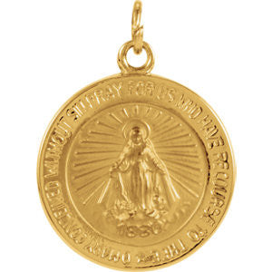 14K Yellow 14.75mm Miraculous Medal