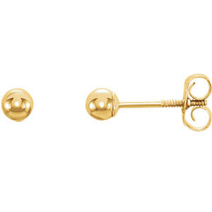 14K Yellow 3mm Youth Ball Stud Earrings