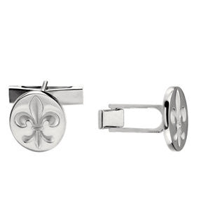 14K White Fleur De Lis Cuff Link