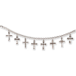 Sterling Silver Cross Charm 7.5" Bracelet