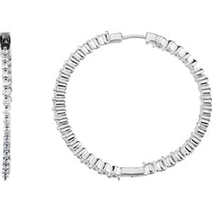 Sterling Silver 38mm Cubic Zirconia Hoop Earrings