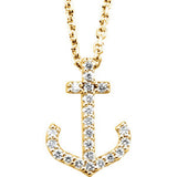 14K White 1/8 CTW Diamond Anchor Necklace