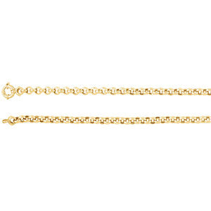 14K Yellow 6.5mm Hollow Rolo 24" Chain