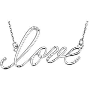 14K Rose .08 CTW Diamond "Love" Design 18" Necklace