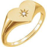 14K White .01 CTW Diamond Heart Signet Ring