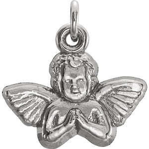 14K White 11x12mm Angel Baby Pendant