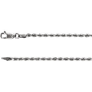 14K White 2.4mm Diamond Cut Rope 18" Chain