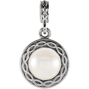 14K White Freshwater Cultured Pearl Pendant