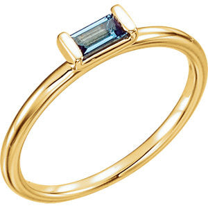 14K Yellow London Blue Topaz Stackable Ring