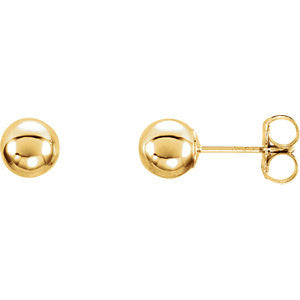 14K Yellow 5mm Ball Earrings with Bright Finish