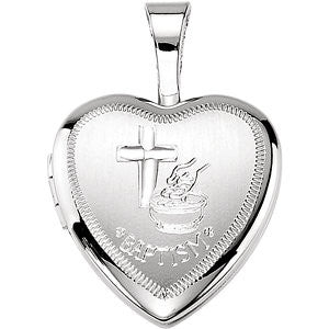 Sterling Silver Baptism Heart Locket