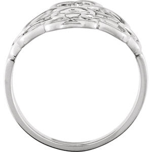 14K White Filigree Ring