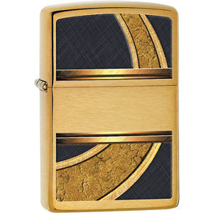 Zippo® Gold & Black Circle Brushed Brass Lighter