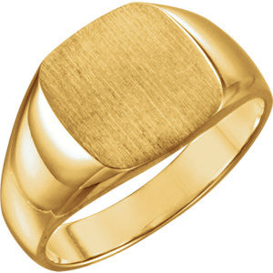 14K Yellow 12mm Men's Solid Signet Ring