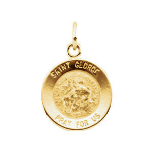 14K Yellow 12mm Round St. George Medal