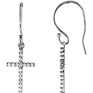 14K White 1-6 CTW Diamond Cross Earrings