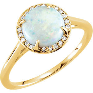 14K Yellow Opal & .05 CTW Diamond Ring