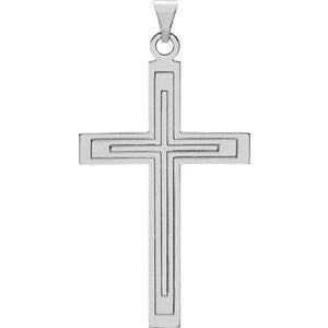 14K White 39x25mm Cross Pendant