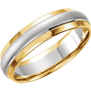 14K Yellow & White 6mm Step-Edge Band Size 8.5