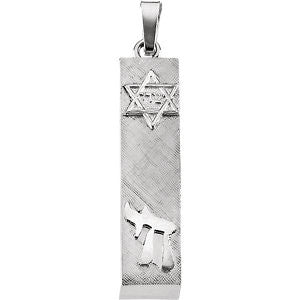 Sterling Silver 28x6mm Mezuzah Pendant