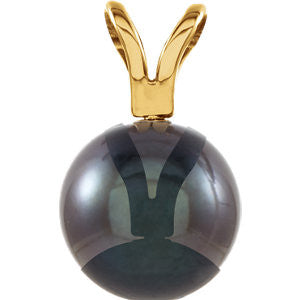 14K Yellow 7mm Black Akoya Pearl Pendant