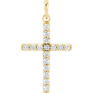 14K Yellow .50 CTW Diamond Cross Pendant