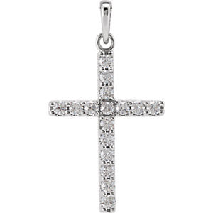 14K White 1-2 CTW Diamond Cross Pendant