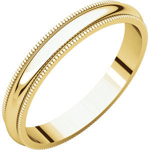 14K Yellow 3mm Milgrain Band