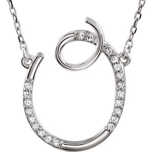 Sterling Silver Letter "O" 1-8 CTW Diamond Initial 16" Necklace