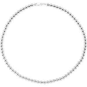 Sterling Silver 6mm Hollow Bead 18" Chain