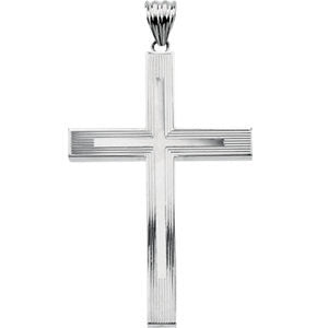 Sterling Silver 51.25x35.5mm Hollow Cross Pendant