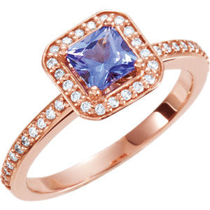 14K Rose Tanzanite & 1-5 CTW Diamond Engagement Ring