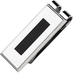 Stainless Steel Money Clip with Black Enamel