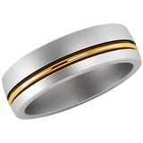 14K White & Yellow 6mm Grooved Band Size 10