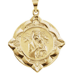 14K Yellow 31x31mm Lady of Perpetual Help Medal