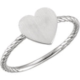 14K Yellow Heart Engravable Rope Ring