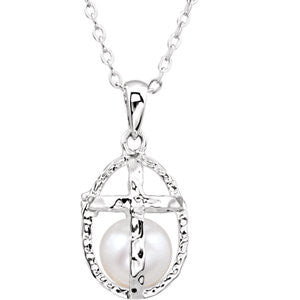 Sterling Silver 7-8mm Pearl Commitment 18" Necklace with Packaging