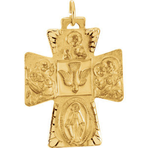 14K Yellow 28x23.5mm Four-Way Cross Medal