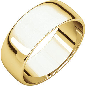 14K Yellow 7mm Half Round Light Band