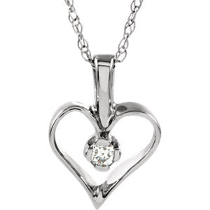 14K White .03 CTW Diamond Heart 18" Necklace