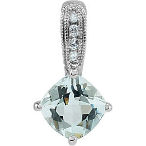 Aquamarine & Diamond Pendant