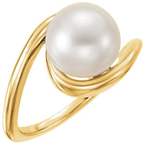 14K White 6mm Freshwater Cultured Pearl Ring