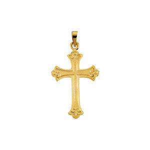 14K Yellow 26x18mm Fancy Cross Pendant