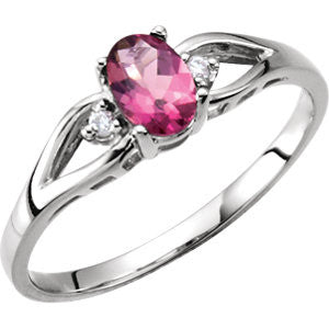 Pink Tourmaline & Diamond Accented Ring