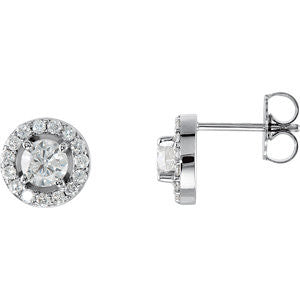 14K White 1 CTW Diamond Halo-Style Earrings