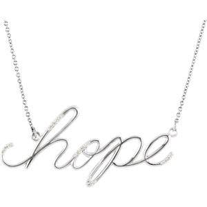 14K Yellow 0.08 CTW Diamond Hope 16.8” Necklace