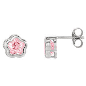 Sterling Silver Rose CZ Stud Earrings